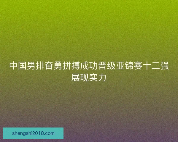 中国男排奋勇拼搏成功晋级亚锦赛十二强展现实力