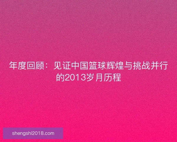 年度回顾：见证中国篮球辉煌与挑战并行的2013岁月历程
