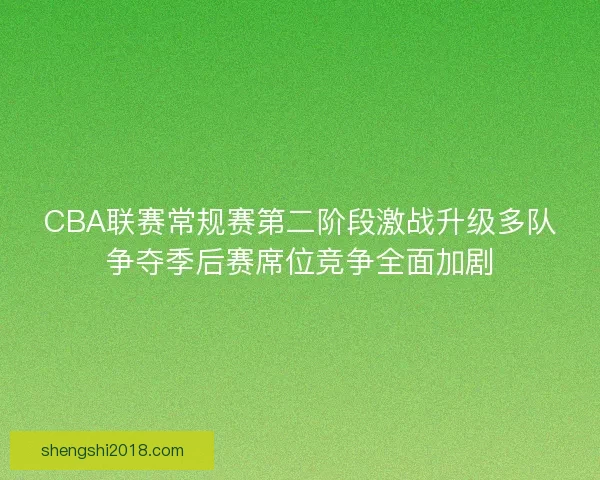 CBA联赛常规赛第二阶段激战升级多队争夺季后赛席位竞争全面加剧